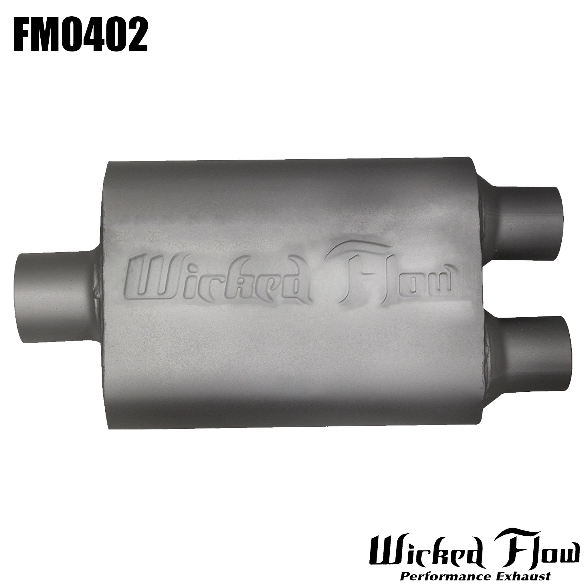 thumbnail image 2 of WickedFlow Kamikaze KM250 Muffler 2.5" Inlet/Outlet - Split-Flow Stainless Steel 2 of 2