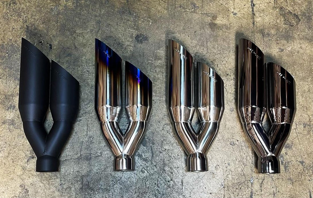 WF0105BK - DUAL EXHAUST TIP - 2.5" Inlet 17" Length BLACK POWDER COATED "Left & Right"