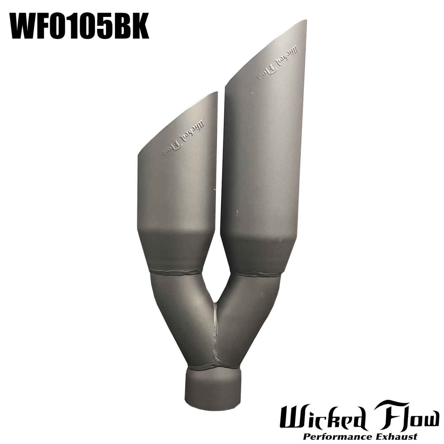 WF0105BK - DUAL EXHAUST TIP - 2.5" Inlet 17" Length BLACK POWDER COATED "Left & Right"