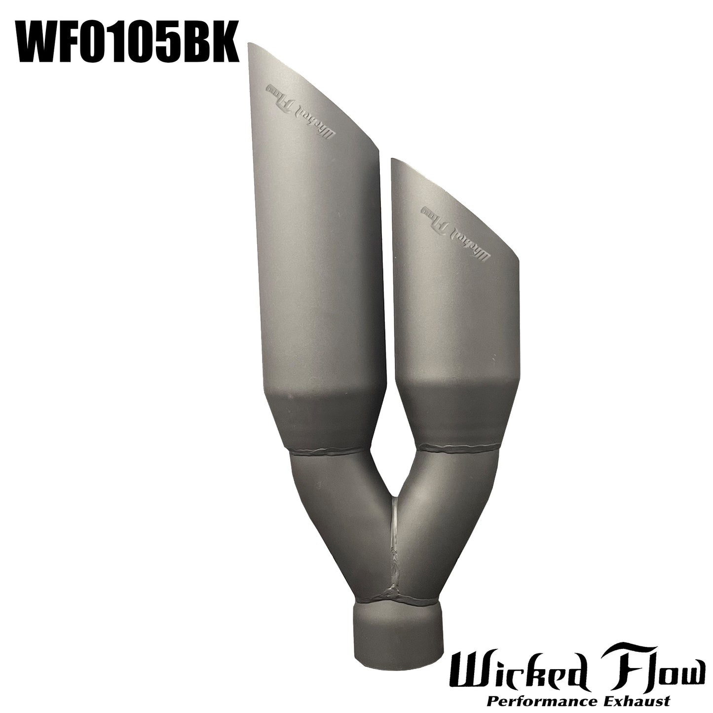 WF0105BK - DUAL EXHAUST TIP - 2.5" Inlet 17" Length BLACK POWDER COATED "Left & Right"