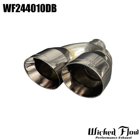 WF244010DB- DUAL EXHAUST TIP - 2.25" Inlet - BLACK CHROME "Straight"