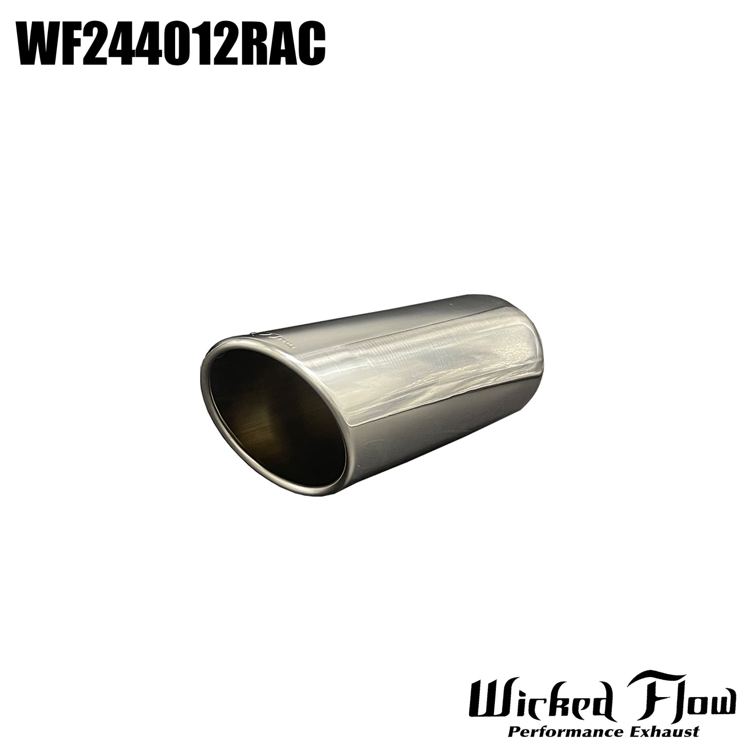 WF244012RAC - EXHAUST TIP - 2.25" Inlet 12" Length - ROLLED ANGLE CUT