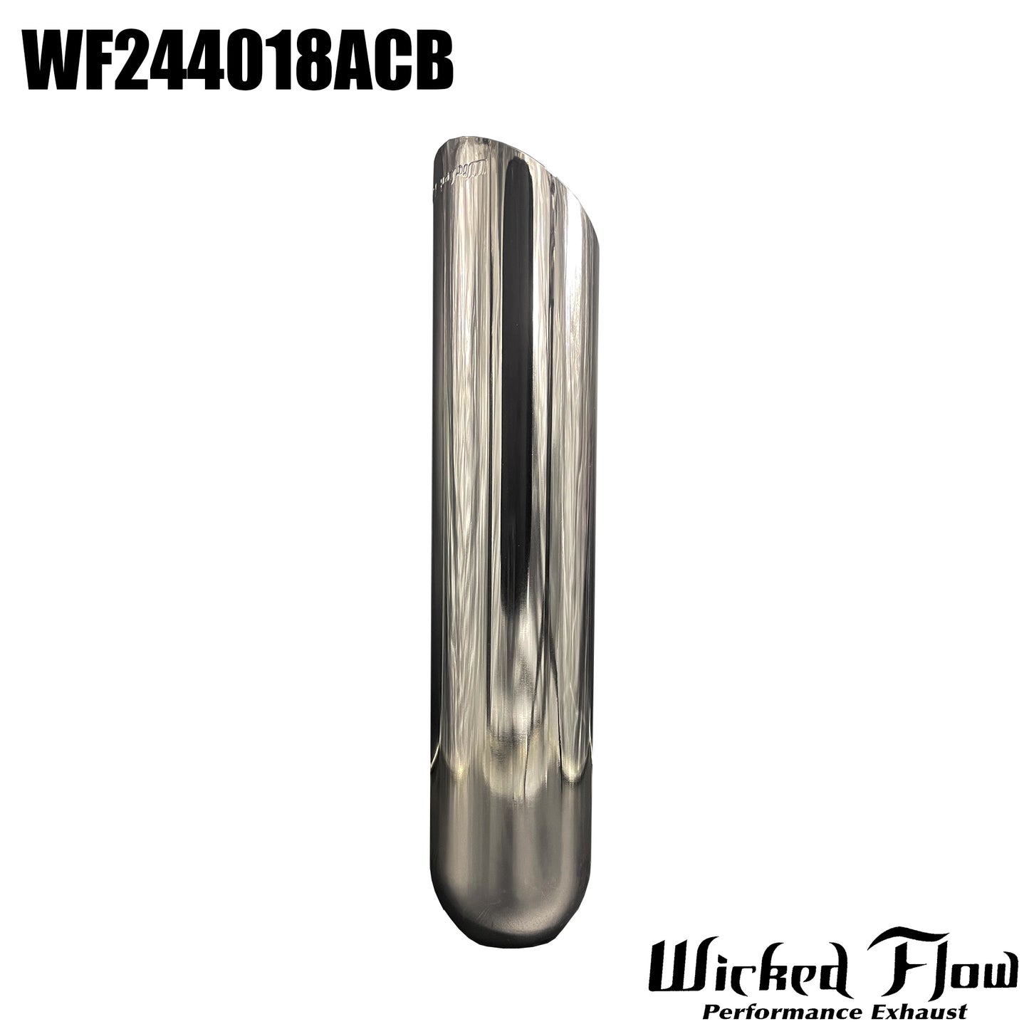 WF244018ACB - EXHAUST TIP - 2.25" Inlet 18" Length - ANGLE CUT- OG BLACK CHROME