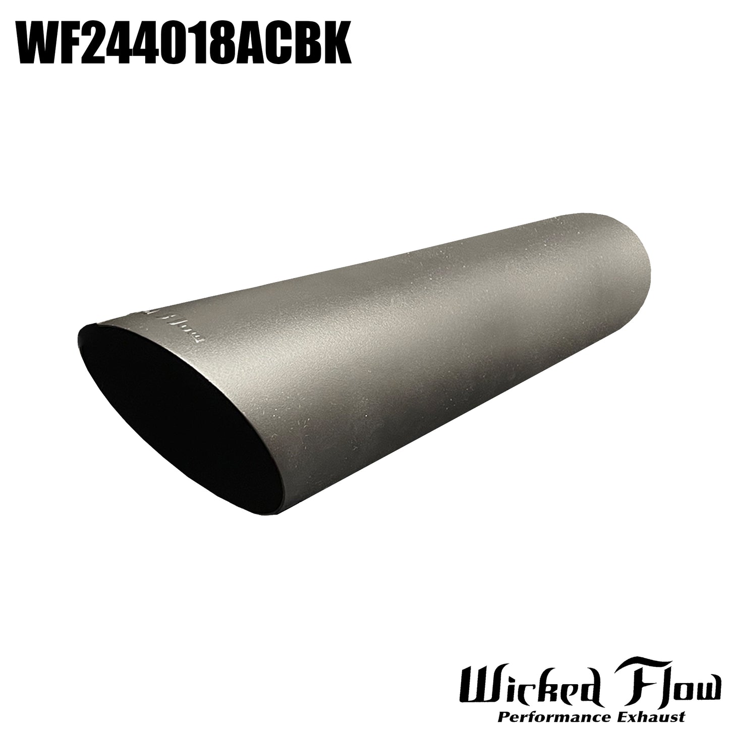 WF244018ACBK - EXHAUST TIP - 2.25" Inlet 18" Length - ANGLE CUT POWDERCOATED