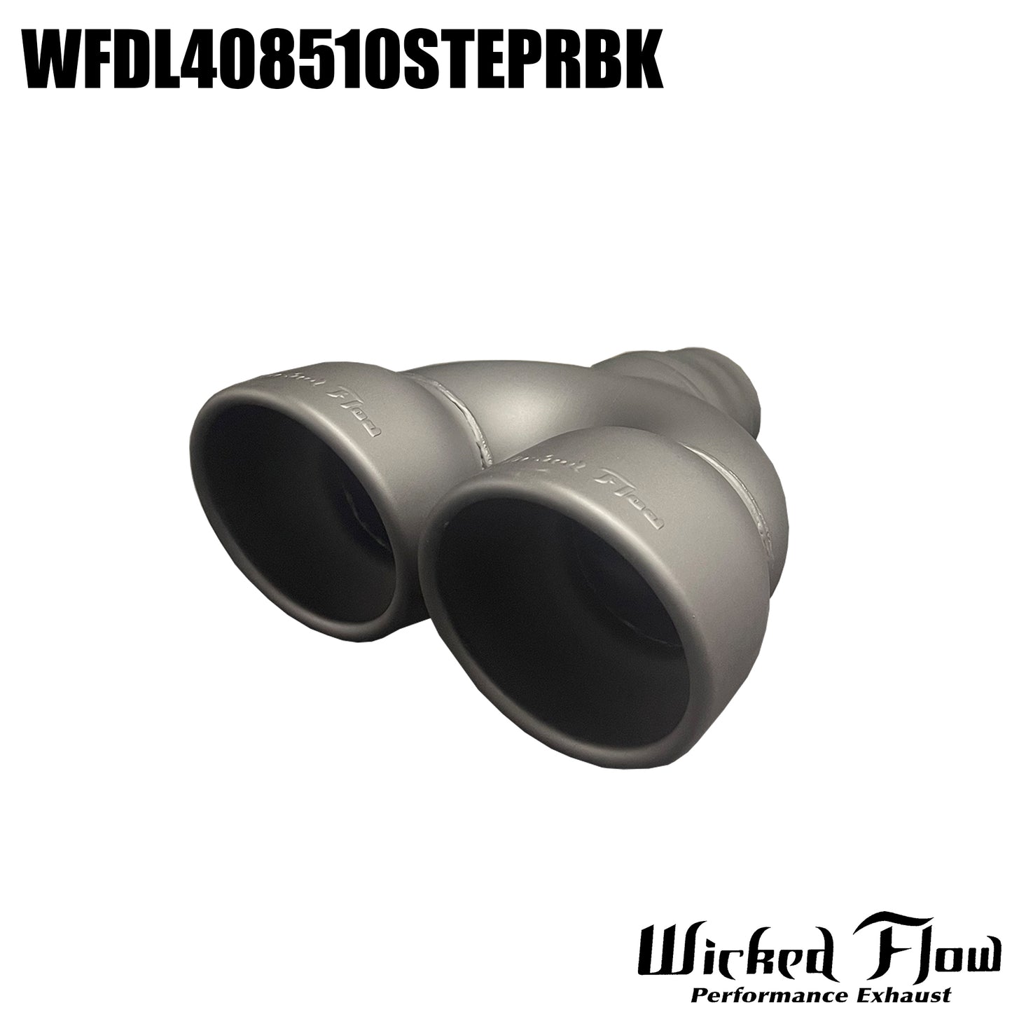 WFDL408510STEPRBK- DUAL EXHAUST TIP - Step Inlet - POWDERCOATED "Left"