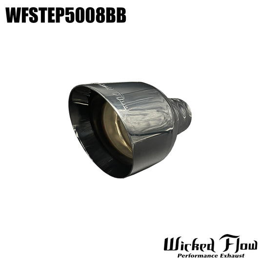 WFSTEP5008BB - EXHAUST TIP - Step Inlet 5” - BLACK BLACK CHROME