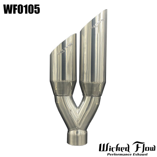 WF0105 - DUAL EXHAUST TIP - 2.5" Inlet 17" Length 304 STAINLESS "Left/Right"