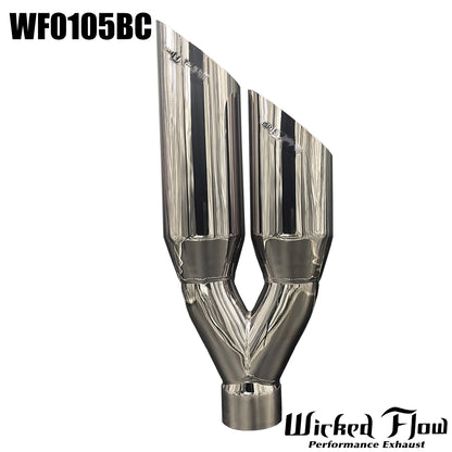WF0105BC - DUAL EXHAUST TIP - 2.5" Inlet 17" Length OG BLACK CHROME "Left & Right"