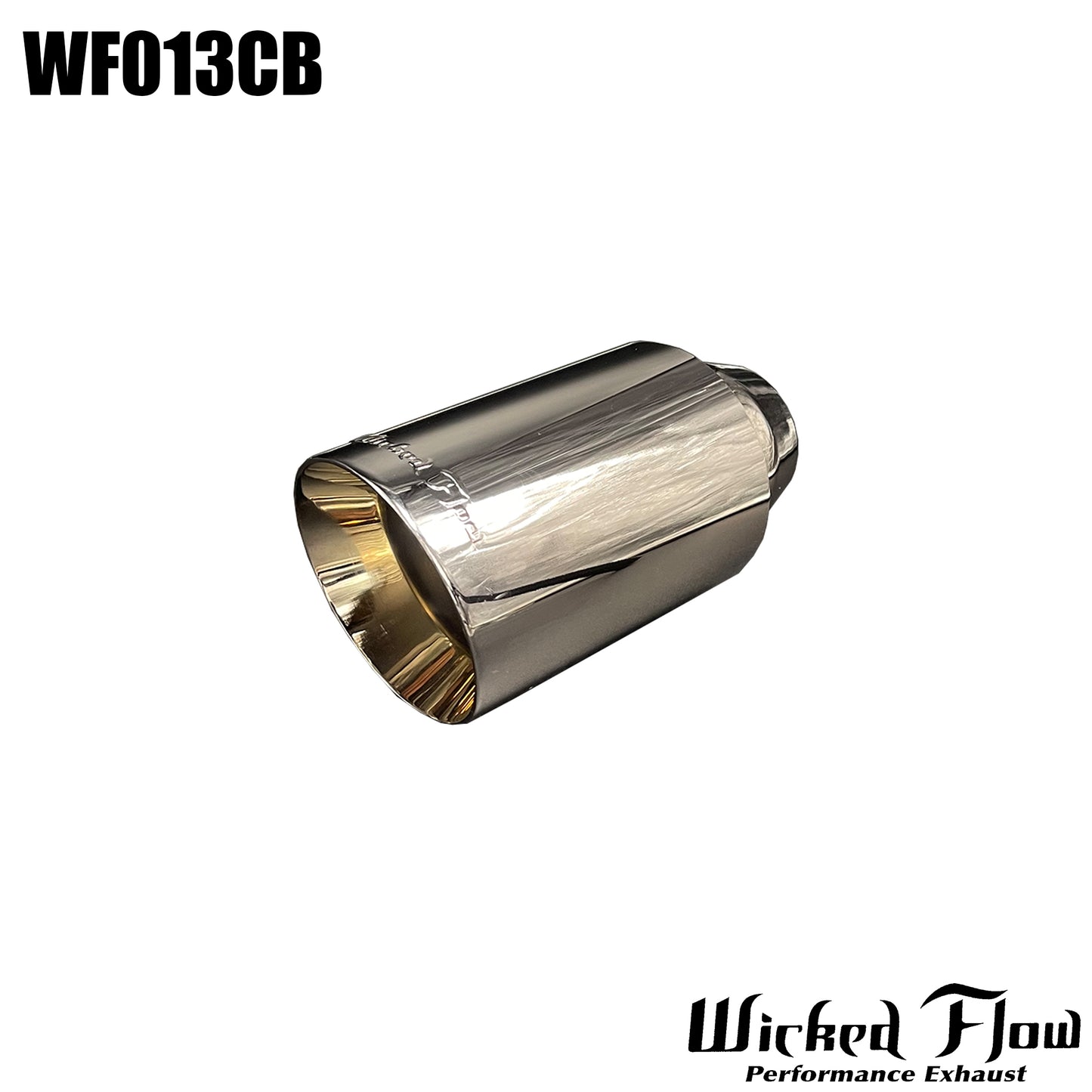 WF013CB - EXHAUST TIP - 2.25" Inlet 8" Length OG BLACK CHROME