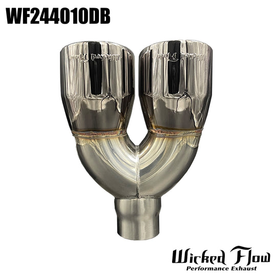 WF244010DB- DUAL EXHAUST TIP - 2.25" Inlet - BLACK CHROME "Straight"