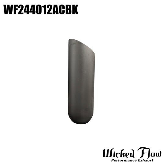 WF244012ACBK - EXHAUST TIP - 2.25" Inlet 12" Length - ANGLE CUT POWDERCOATED