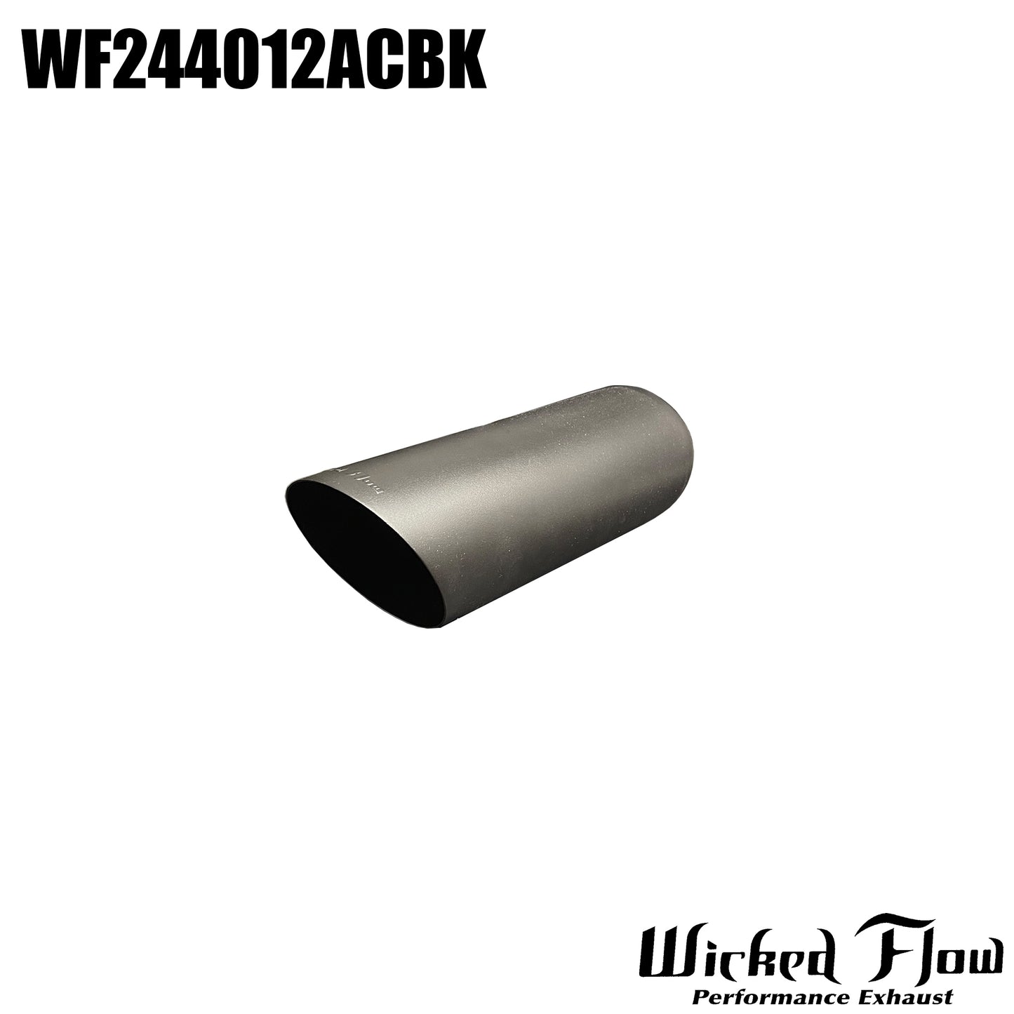 WF244012ACBK - EXHAUST TIP - 2.25" Inlet 12" Length - ANGLE CUT POWDERCOATED