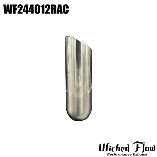 WF244012RAC - EXHAUST TIP - 2.25" Inlet 12" Length - ROLLED ANGLE CUT