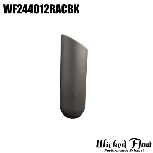 WF244012RACBK - EXHAUST TIP - 2.25" Inlet 12" Length - ROLLED ANGLE CUT POWDERCOATED