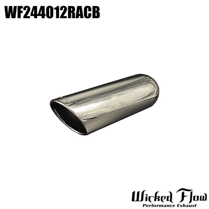 WF244012RACB - EXHAUST TIP - 2.25" Inlet 12" Length - OG BLACK CHROME - ROLLED ANGLE CUT