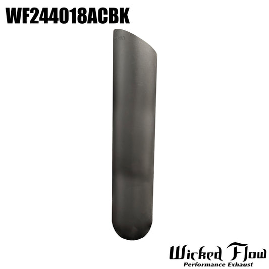 WF244018ACBK - EXHAUST TIP - 2.25" Inlet 18" Length - ANGLE CUT POWDERCOATED