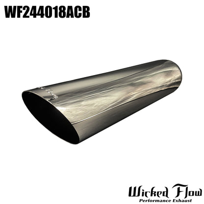 WF244018ACB - EXHAUST TIP - 2.25" Inlet 18" Length - ANGLE CUT- OG BLACK CHROME