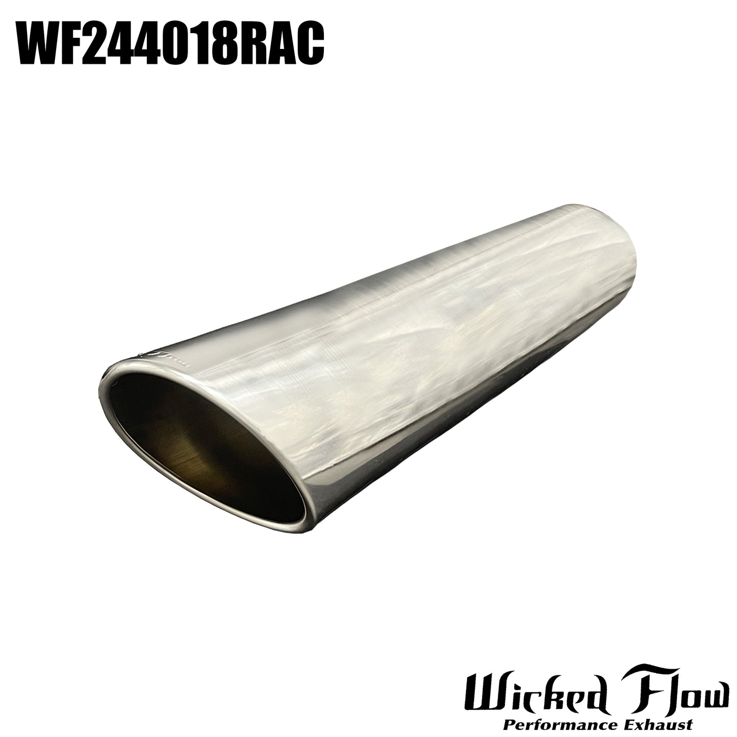 WF244018RAC - EXHAUST TIP - 2.25" Inlet 18" Length - ROLLED ANGLE CUT