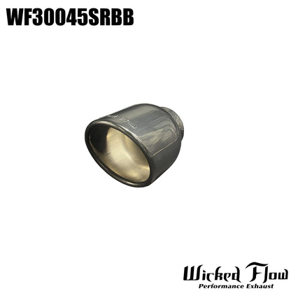 WF30045SRBB - EXHAUST TIP - 3" Inlet 4" Outlet - BLACK BLACK CHROME