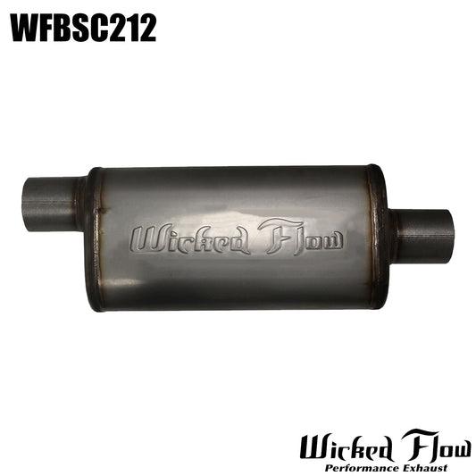 WFBSC212 - WickedFlow Max Muffler 2.5" Inlet/Outlet Offset/Center - REVERSIBLE