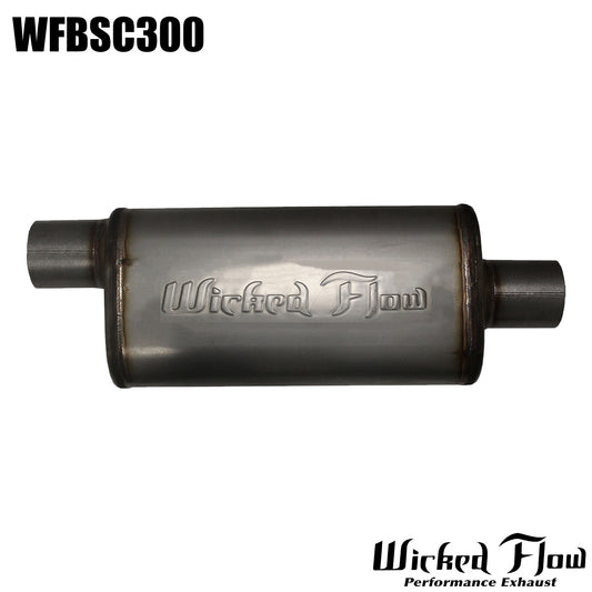WFBSC300 - WickedFlow Max Muffler 3" Inlet/Outlet Offset/Center - REVERSIBLE