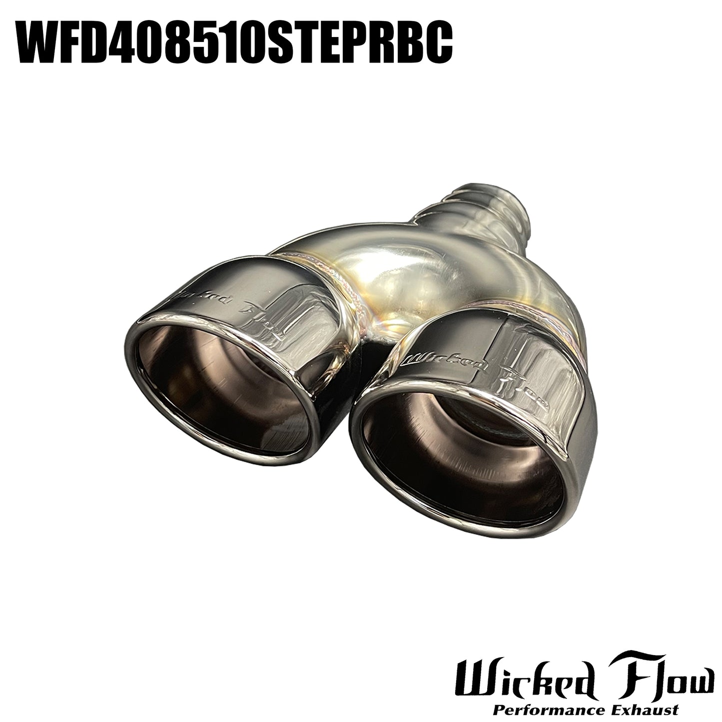 WFD408510STEPRBC- DUAL EXHAUST TIP - Step Inlet - OG BLACK CHROME "Straight"