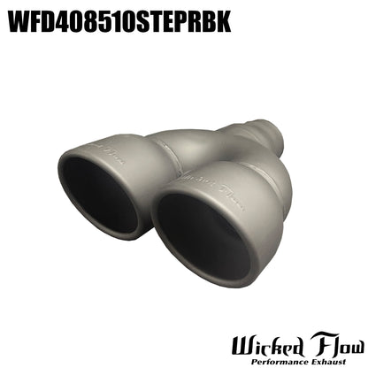 WFD408510STEPRBK- DUAL EXHAUST TIP - Step Inlet - POWDERCOATED "Straight"