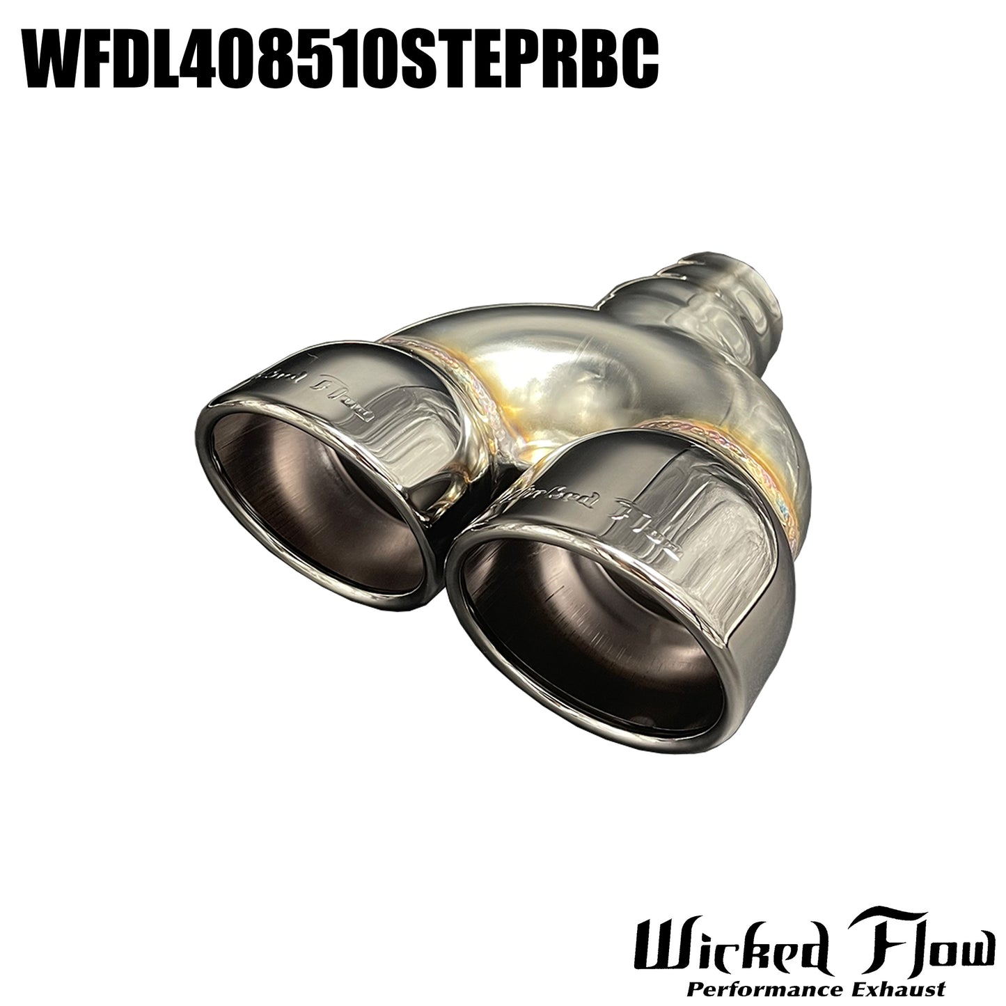 WFDL408510STEPRBC- DUAL EXHAUST TIP - Step Inlet - OG BLACK CHROME "Left"