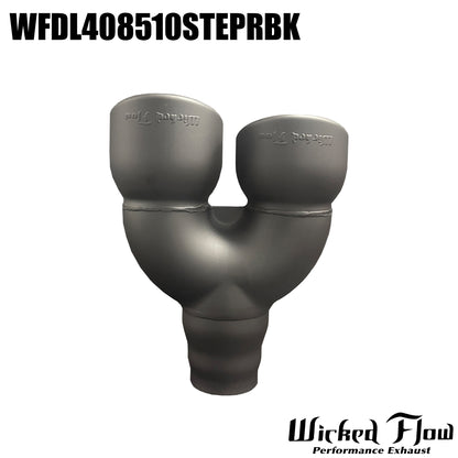 WFDL408510STEPRBK- DUAL EXHAUST TIP - Step Inlet - POWDERCOATED "Left"