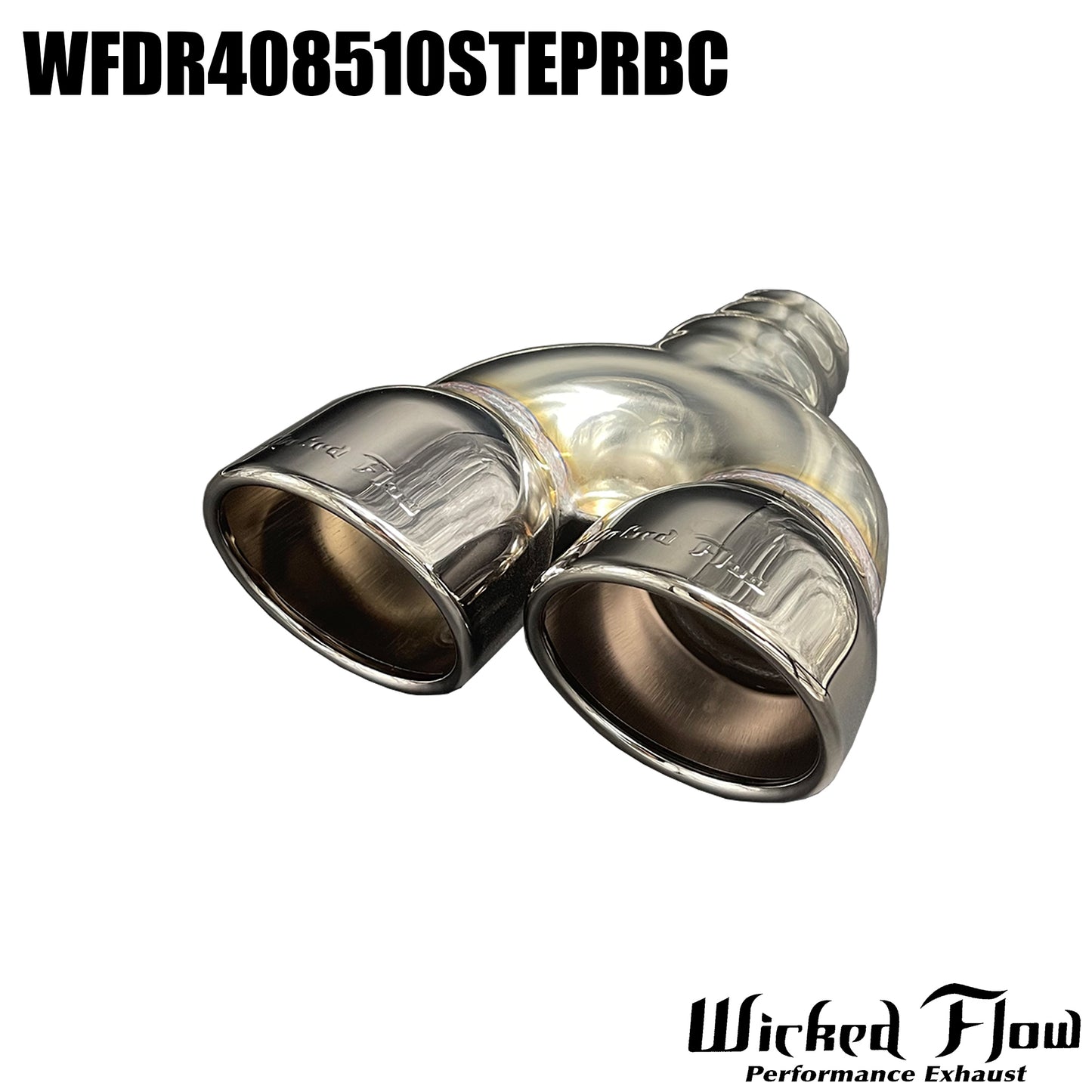 WFDR408510STEPRBC- DUAL EXHAUST TIP - Step Inlet - OG BLACK CHROME "Right"