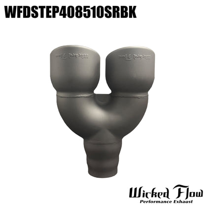 WFDSTEP408510SRBK- DUAL EXHAUST TIP - Step Inlet - POWDERCOATED "Straight"