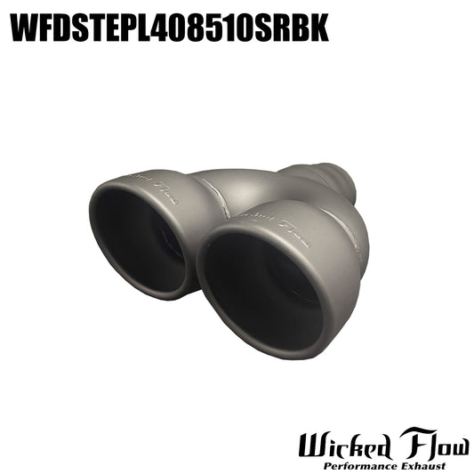 WFDSTEPL408510SRBK- DUAL EXHAUST TIP - Step Inlet - POWDERCOATED "Left"
