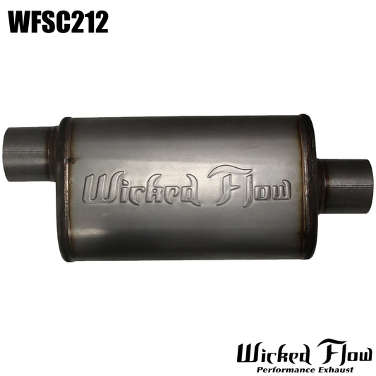 WFSC212 - WickedFlow Max Muffler 2.5" Inlet/Outlet, Offset/Center - REVERSIBLE