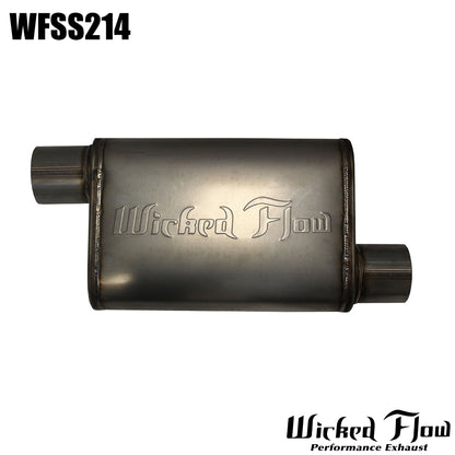 WFSS214 - WickedFlow Max Muffler 2.25" Inlet/Outlet, Offset/Offset - REVERSIBLE